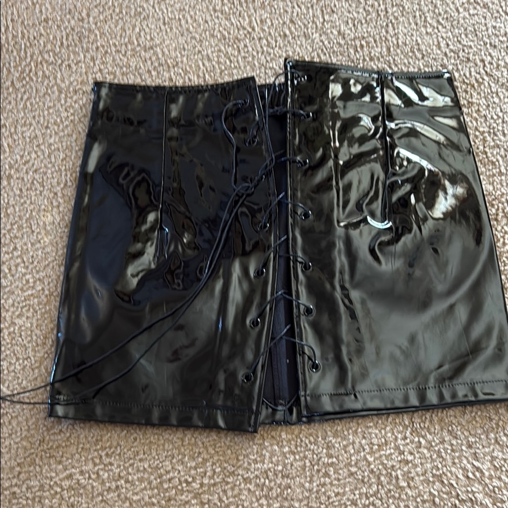 Danielle Guizio Black Lace-Up Skirt Never Worn